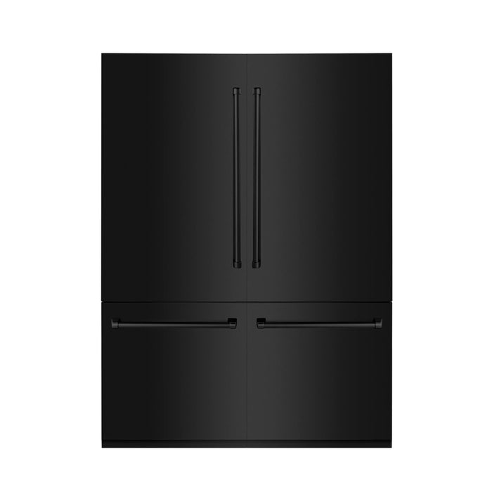 ZLINE 60" 32.2 cu. ft. Built-In 4-Door French Door Refrigerator with Internal Water and Ice Dispenser in Black Stainless Steel RBIV-BS-60
