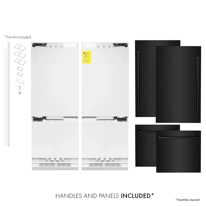 ZLINE 60" 32.2 cu. ft. Built-In 4-Door French Door Refrigerator with Internal Water and Ice Dispenser in Black Stainless Steel RBIV-BS-60