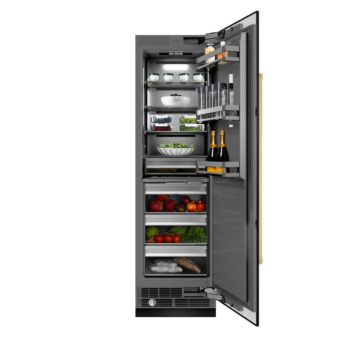 ZLINE Autograph Edition 24 in. 12.5 cu. ft. Column Refrigerator in Black Stainless Steel with Graphite Gray Interior and Polished Gold Accents (RCRVZ-BS-24-G)