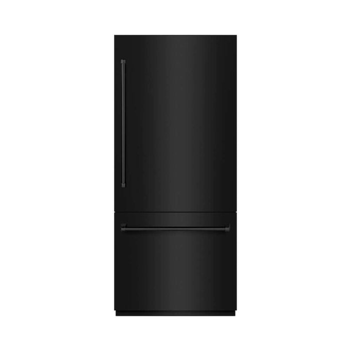 ZLINE 36 in. 19.8 cu. ft. Built-In Bottom Freezer Refrigerator with Water Dispenser and Ice Maker in Black Stainless Steel with Graphite Gray Interior (GRBIT-BS-36)