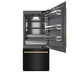 ZLINE Autograph Edition 36 in. 19.8 cu. ft. Built-In Bottom Freezer Refrigerator with Water Dispenser and Ice Maker in Black Stainless Steel with Graphite Gray Interior and Polished Gold Accents (GRBITZ-BS-36-G)