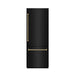 ZLINE Autograph Edition 30 in. 16.1 cu. ft. Built-In Bottom Freezer Refrigerator with Water Dispenser and Ice Maker in Black Stainless Steel with Graphite Gray Interior and Polished Gold Helix Handles (GRBIVZ-BS30KG)