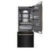 ZLINE Autograph Edition 30 in. 16.1 cu. ft. Built-In Bottom Freezer Refrigerator with Water Dispenser and Ice Maker in Black Stainless Steel with Graphite Gray Interior and Polished Gold Helix Handles (GRBIVZ-BS30KG)
