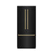 ZLINE Autograph Edition 36 in. 19.6 cu. ft. French Door Built-In Bottom Freezer Refrigerator with Water Dispenser and Ice Maker in Black Stainless Steel with Graphite Gray Interior and Polished Gold Accents (GRBIVZ-BS-36-G)