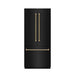 ZLINE Autograph Edition 36 in. 19.6 cu. ft. French Door Built-In Bottom Freezer Refrigerator with Water Dispenser and Ice Maker in Black Stainless Steel with Graphite Gray Interior and Polished Gold Helix Handles (GRBIVZ-BS36KG)