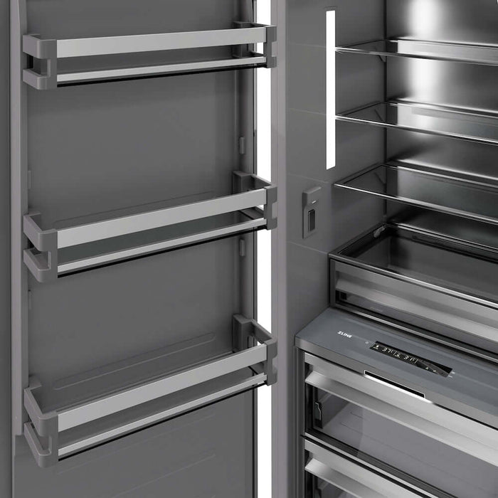 ZLINE Autograph Edition 24 in. 12.5 cu. ft. Panel Ready Column Refrigerator with Graphite Gray Interior and Champagne Bronze Accents (RBCRVZ-24-CB)