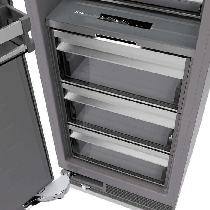 ZLINE Autograph Edition 24 in. 12.5 cu. ft. Panel Ready Column Refrigerator with Graphite Gray Interior and Polished Gold Accents (RBCRVZ-24-G)