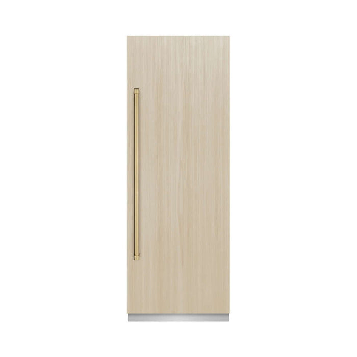 ZLINE Autograph Edition 30 in. 16.7 cu. ft. Panel Ready Column Refrigerator with Graphite Gray Interior and Champagne Bronze Accents (RBCRVZ-30-CB)