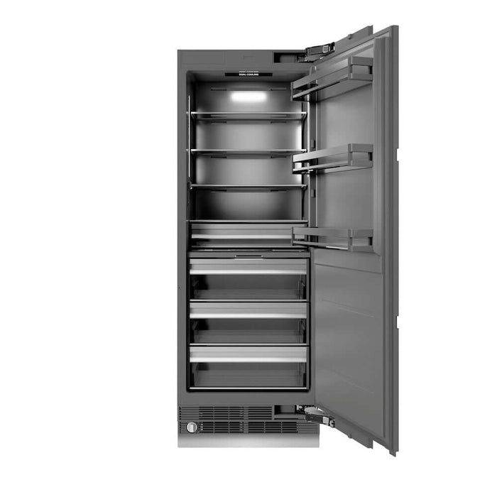 ZLINE Autograph Edition 30 in. 16.7 cu. ft. Panel Ready Column Refrigerator with Graphite Gray Interior and Champagne Bronze Accents (RBCRVZ-30-CB)