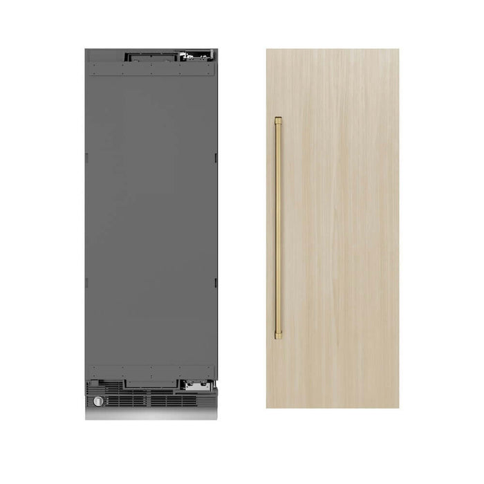 ZLINE Autograph Edition 30 in. 16.7 cu. ft. Panel Ready Column Refrigerator with Graphite Gray Interior and Champagne Bronze Accents (RBCRVZ-30-CB)