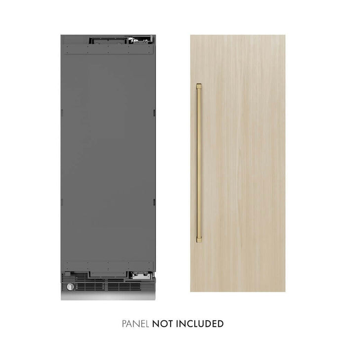 ZLINE Autograph Edition 30 in. 16.7 cu. ft. Panel Ready Column Refrigerator with Graphite Gray Interior and Champagne Bronze Accents (RBCRVZ-30-CB)