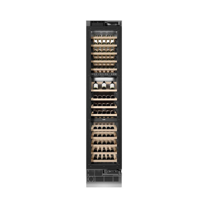 ZLINE Autograph Edition 18 in. 9.0 cu. ft. Triple Zone 68 Bottle Panel Ready Right Hinge Column Wine Cooler with Champagne Bronze Accents (RBCWVRZ-18-CB)