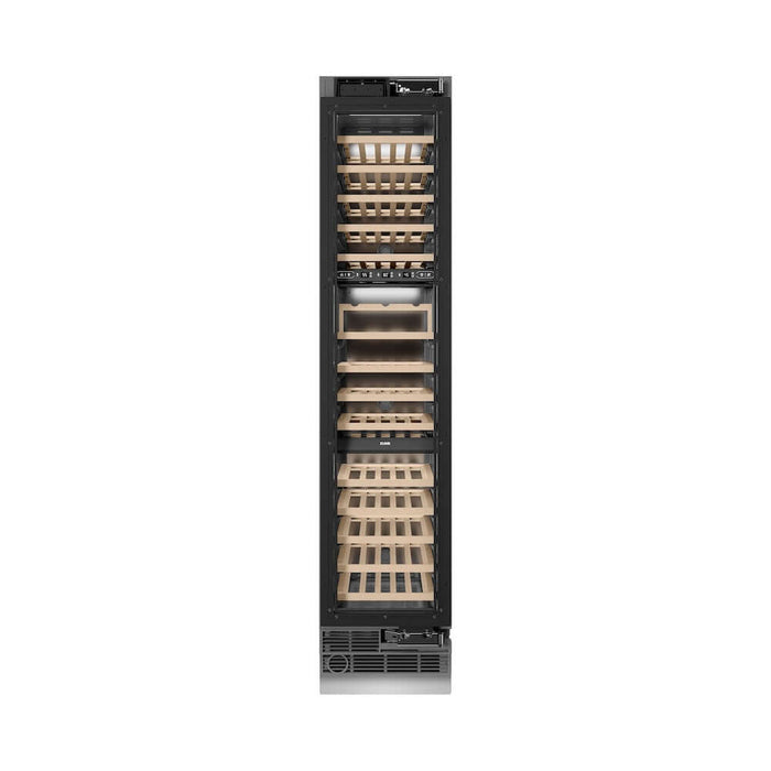ZLINE Autograph Edition 18 in. 9.0 cu. ft. Triple Zone 68 Bottle Panel Ready Right Hinge Column Wine Cooler with Polished Gold Accents (RBCWVRZ-18-G)