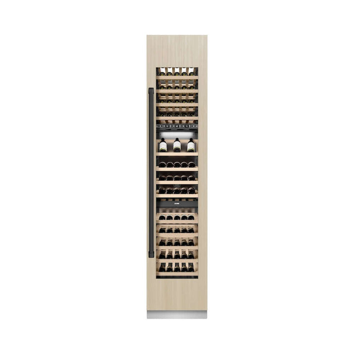 ZLINE Autograph Edition 18 in. 9.0 cu. ft. Triple Zone 68 Bottle Panel Ready Right Hinge Column Wine Cooler with Matte Black Accents (RBCWVRZ-18-MB)