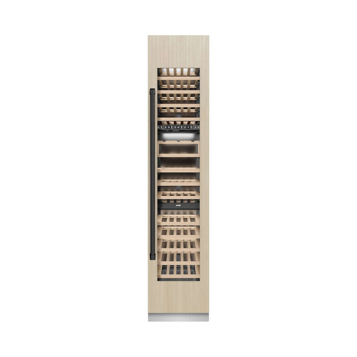 ZLINE Autograph Edition 18 in. 9.0 cu. ft. Triple Zone 68 Bottle Panel Ready Right Hinge Column Wine Cooler with Matte Black Accents (RBCWVRZ-18-MB)