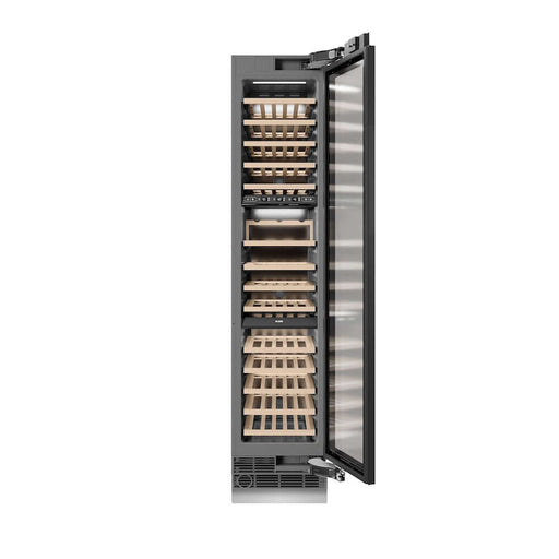 ZLINE Autograph Edition 18 in. 9.0 cu. ft. Triple Zone 68 Bottle Panel Ready Right Hinge Column Wine Cooler with Matte Black Accents (RBCWVRZ-18-MB)