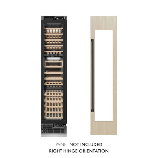 ZLINE Autograph Edition 18 in. 9.0 cu. ft. Triple Zone 68 Bottle Panel Ready Right Hinge Column Wine Cooler with Matte Black Accents (RBCWVRZ-18-MB)