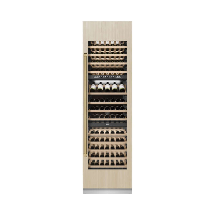 ZLINE Autograph Edition 24 in. 12.4 cu. ft. Triple Zone 100 Bottle Panel Ready Column Wine Cooler with Champagne Bronze Accents (RBCWVZ-24-CB)