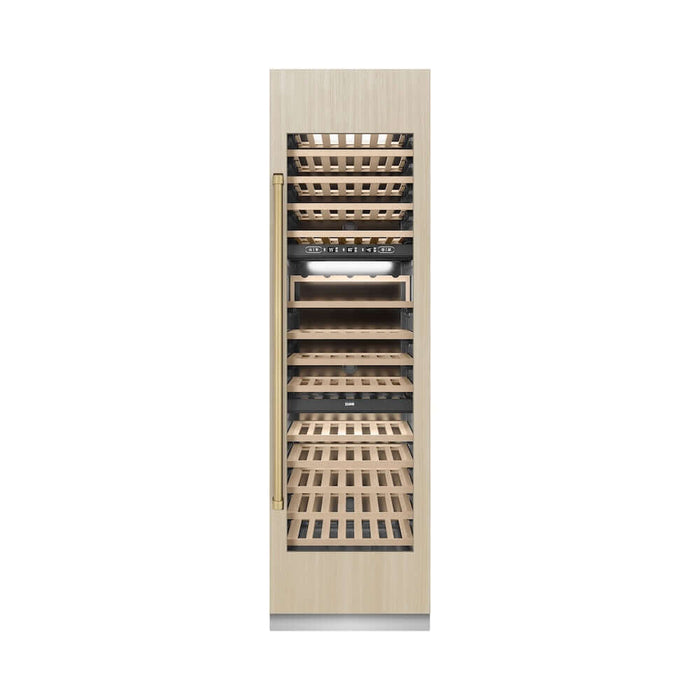 ZLINE Autograph Edition 24 in. 12.4 cu. ft. Triple Zone 100 Bottle Panel Ready Column Wine Cooler with Champagne Bronze Accents (RBCWVZ-24-CB)