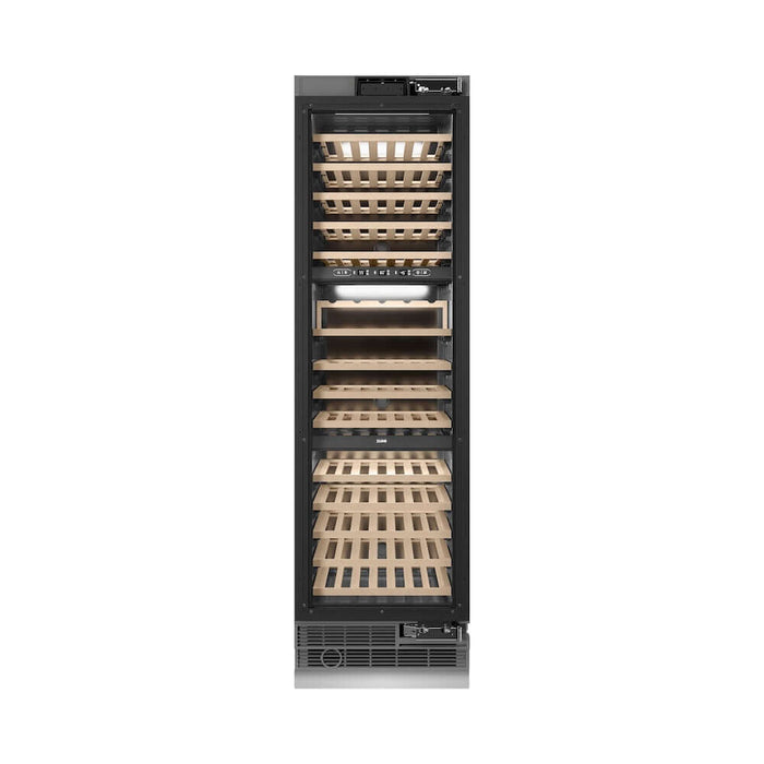 ZLINE Autograph Edition 24 in. 12.4 cu. ft. Triple Zone 100 Bottle Panel Ready Column Wine Cooler with Polished Gold Accents (RBCWVZ-24-G)