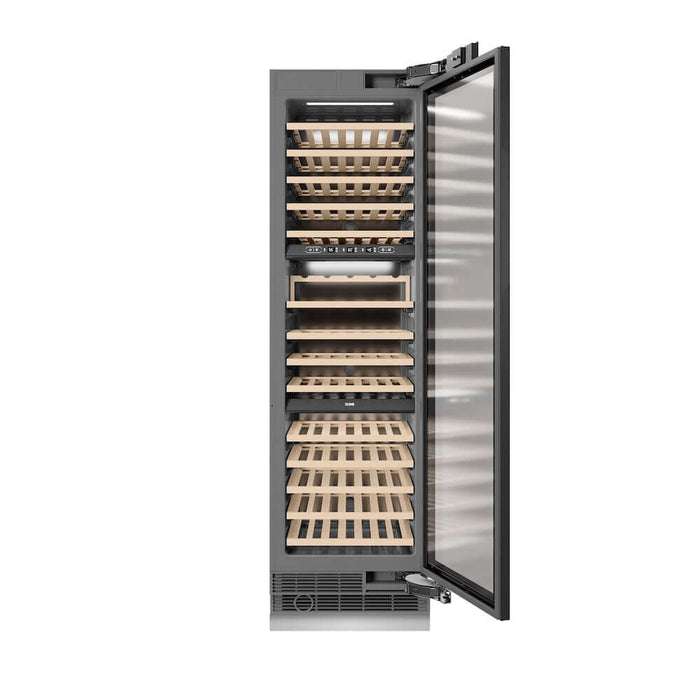 ZLINE Autograph Edition 24 in. 12.4 cu. ft. Triple Zone 100 Bottle Panel Ready Column Wine Cooler with Polished Gold Accents (RBCWVZ-24-G)