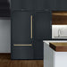 ZLINE Autograph Edition 36 in. 19.8 cu. ft. Panel Ready Built-In Bottom Freezer Refrigerator with Water Dispenser and Ice Maker with Graphite Gray Interior and Polished Gold Accents (GRBITZ-36-G)