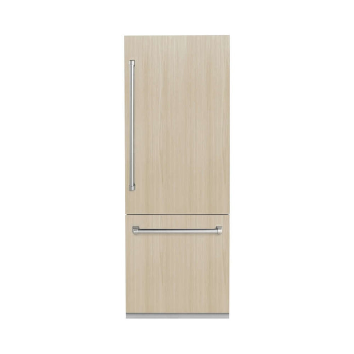 ZLINE 30 in. 16.1 cu. ft. Panel Ready Built-In Bottom Freezer Refrigerator with Water Dispenser and Ice Maker with Graphite Gray Interior (GRBIV-30)