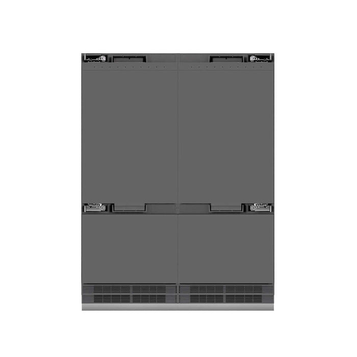 ZLINE Autograph Edition 60 in. 32.2 cu. ft. Panel Ready French Door Built-In Bottom Freezer Refrigerator with Water Dispenser and Ice Maker with Graphite Gray Interior and Polished Gold Accents (GRBIVZ-60-G)