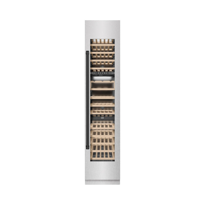 ZLINE Autograph Edition 18 in. 9.0 cu. ft. Triple Zone 68 Bottle Right Hinge Column Wine Cooler in Satin Stainless Steel with Matte Black Accents (RCWVRZ-SN-18-MB)