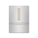 ZLINE Autograph Edition 60 in. 32.2 cu. ft. French Door Built-In Bottom Freezer Refrigerator with Water Dispenser and Ice Maker in Satin Stainless Steel with Graphite Gray Interior and Champagne Bronze Accents (GRBIVZ-SN-60-CB)