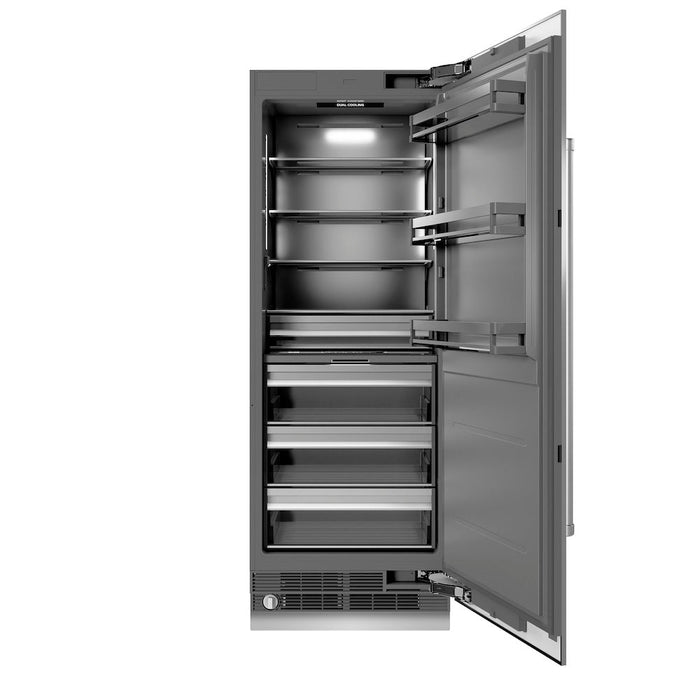 ZLINE 30 in. 16.7 cu. ft. Column Refrigerator in Stainless Steel with Graphite Gray Interior (RCRV-304-30)