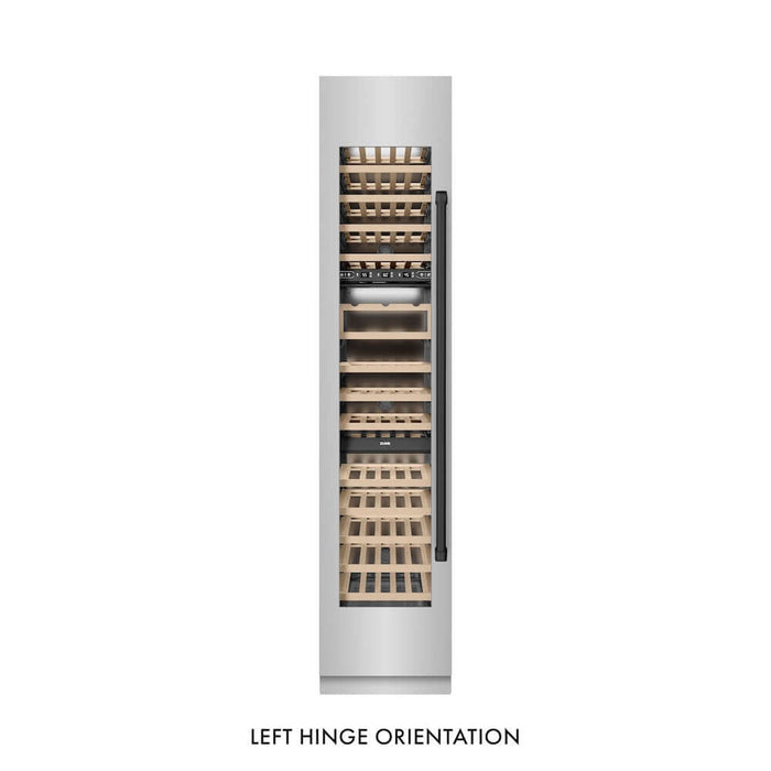 ZLINE Autograph Edition 18 in. 9.0 cu. ft. Triple Zone 68 Bottle Left Hinge Column Wine Cooler in Stainless Steel with Matte Black Accents (RCWVLZ-30418-MB)