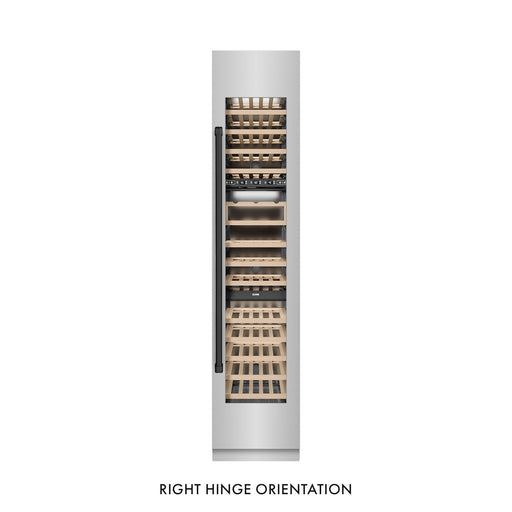 ZLINE Autograph Edition 18 in. 9.0 cu. ft. Triple Zone 68 Bottle Right Hinge Column Wine Cooler in Stainless Steel with Matte Black Accents (RCWVRZ-30418-MB)