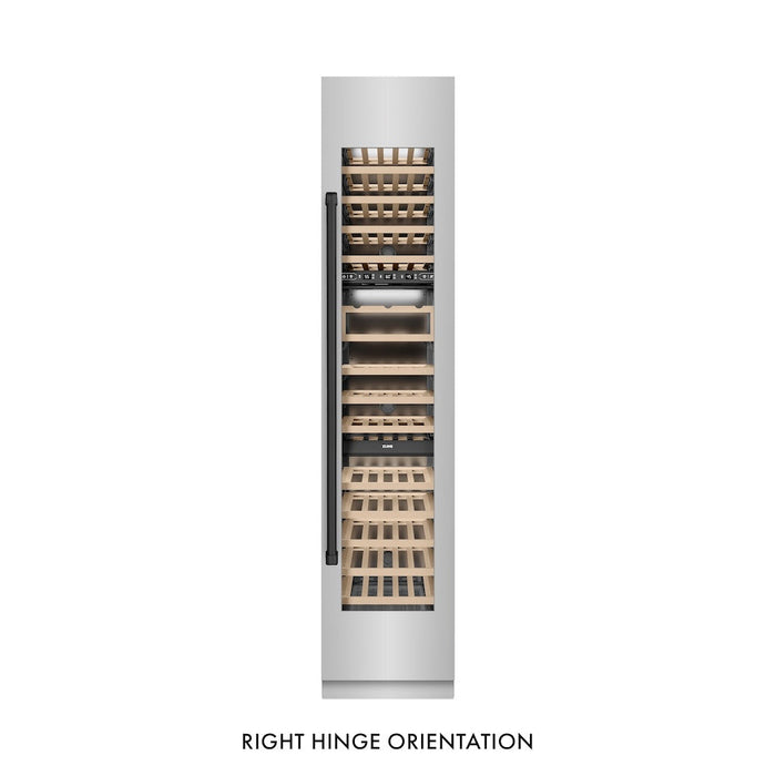 ZLINE Autograph Edition 18 in. 9.0 cu. ft. Triple Zone 68 Bottle Right Hinge Column Wine Cooler in Stainless Steel with Matte Black Accents (RCWVRZ-30418-MB)
