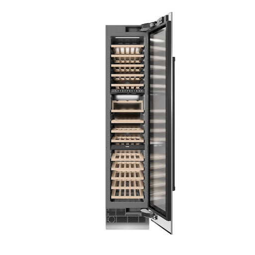ZLINE Autograph Edition 18 in. 9.0 cu. ft. Triple Zone 68 Bottle Right Hinge Column Wine Cooler in Stainless Steel with Matte Black Accents (RCWVRZ-30418-MB)