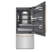 ZLINE Autograph Edition 36 in. 19.8 cu. ft. Built-In Bottom Freezer Refrigerator with Water Dispenser and Ice Maker in Stainless Steel with Graphite Gray Interior and Polished Gold Accents (GRBITZ-304-36G)