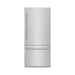 ZLINE Autograph Edition 36 in. 19.8 cu. ft. Built-In Bottom Freezer Refrigerator with Water Dispenser and Ice Maker in Stainless Steel with Graphite Gray Interior and Polished Nickel Helix Handles (GRBITZ-30436KPN)