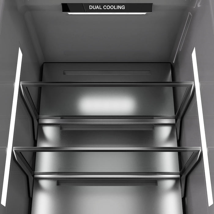 ZLINE Autograph Edition 30 in. 16.7 cu. ft. Column Refrigerator in White Matte with Graphite Gray Interior and Polished Gold Accents (RCRVZ-WM-30-G)