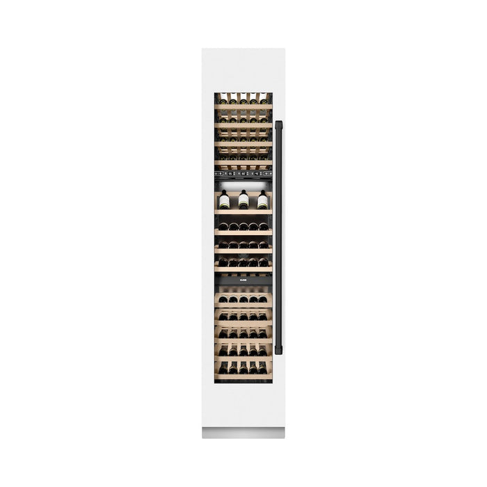 ZLINE Autograph Edition 18 in. 9.0 cu. ft. Triple Zone 68 Bottle Left Hinge Column Wine Cooler in White Matte with Matte Black Accents (RCWVLZ-WM-18-MB)