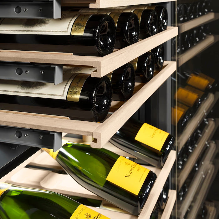 ZLINE Autograph Edition 18 in. 9.0 cu. ft. Triple Zone 68 Bottle Right Hinge Column Wine Cooler in White Matte with Matte Black Accents (RCWVRZ-WM-18-MB)