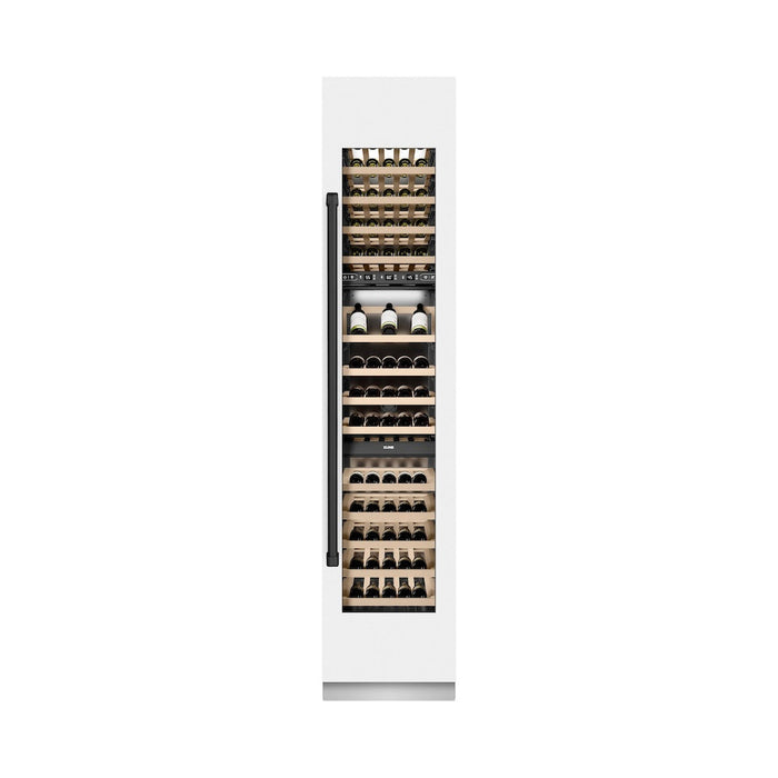 ZLINE Autograph Edition 18 in. 9.0 cu. ft. Triple Zone 68 Bottle Right Hinge Column Wine Cooler in White Matte with Matte Black Accents (RCWVRZ-WM-18-MB)