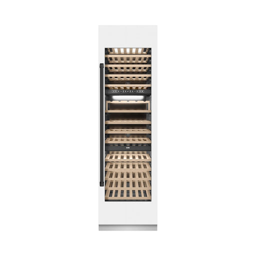 ZLINE Autograph Edition 24 in. 12.4 cu. ft. Triple Zone 100 Bottle Column Wine Cooler in White Matte and Matte Black Accents (RCWVZ-WM-24-MB)