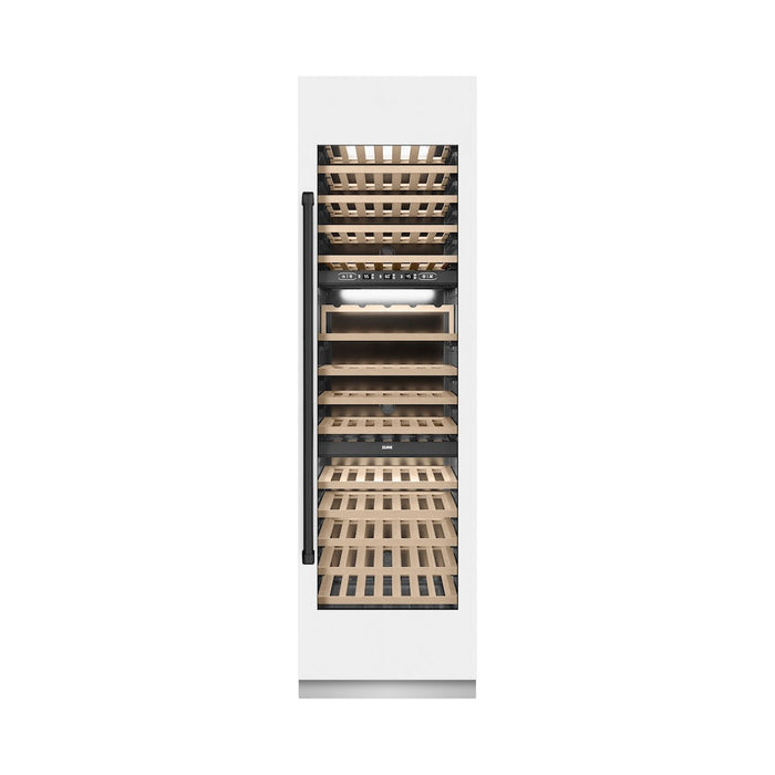 ZLINE Autograph Edition 24 in. 12.4 cu. ft. Triple Zone 100 Bottle Column Wine Cooler in White Matte and Matte Black Accents (RCWVZ-WM-24-MB)