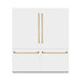 ZLINE Autograph Edition 72 in. 39.6 cu. ft. French Door Built-In Bottom Freezer Refrigerator with Water Dispensers and Ice Makers in White Matte with Graphite Gray Interior and Polished Gold Accents (GRBITZ-WM-72-G)