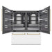 ZLINE Autograph Edition 72 in. 39.6 cu. ft. French Door Built-In Bottom Freezer Refrigerator with Water Dispensers and Ice Makers in White Matte with Graphite Gray Interior and Polished Gold Accents (GRBITZ-WM-72-G)