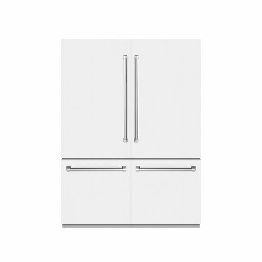 ZLINE 60 in. 32.2 cu. ft. French Door Built-In Bottom Freezer Refrigerator with Water Dispensers and Ice Makers in White Matte with Graphite Gray Interior (GRBIV-WM-60)