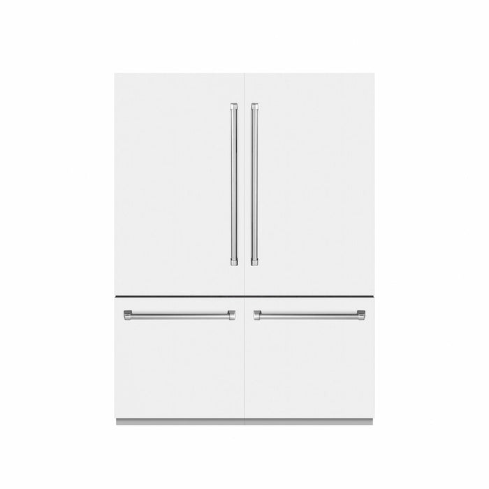 ZLINE 60 in. 32.2 cu. ft. French Door Built-In Bottom Freezer Refrigerator with Water Dispensers and Ice Makers in White Matte with Graphite Gray Interior (GRBIV-WM-60)