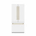 ZLINE Autograph Edition 36 in. 19.6 cu. ft. French Door Built-In Bottom Freezer Refrigerator with Water Dispenser and Ice Maker in White Matte with Graphite Gray Interior and Polished Gold Accents (GRBIVZ-WM-36-G)