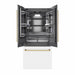 ZLINE Autograph Edition 36 in. 19.6 cu. ft. French Door Built-In Bottom Freezer Refrigerator with Water Dispenser and Ice Maker in White Matte with Graphite Gray Interior and Polished Gold Accents (GRBIVZ-WM-36-G)