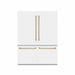 ZLINE Autograph Edition 60 in. 32.2 cu. ft. French Door Built-In Bottom Freezer Refrigerator with Water Dispenser and Ice Maker in White Matte with Graphite Gray Interior and Champagne Bronze Accents (GRBIVZ-WM-60-CB)
